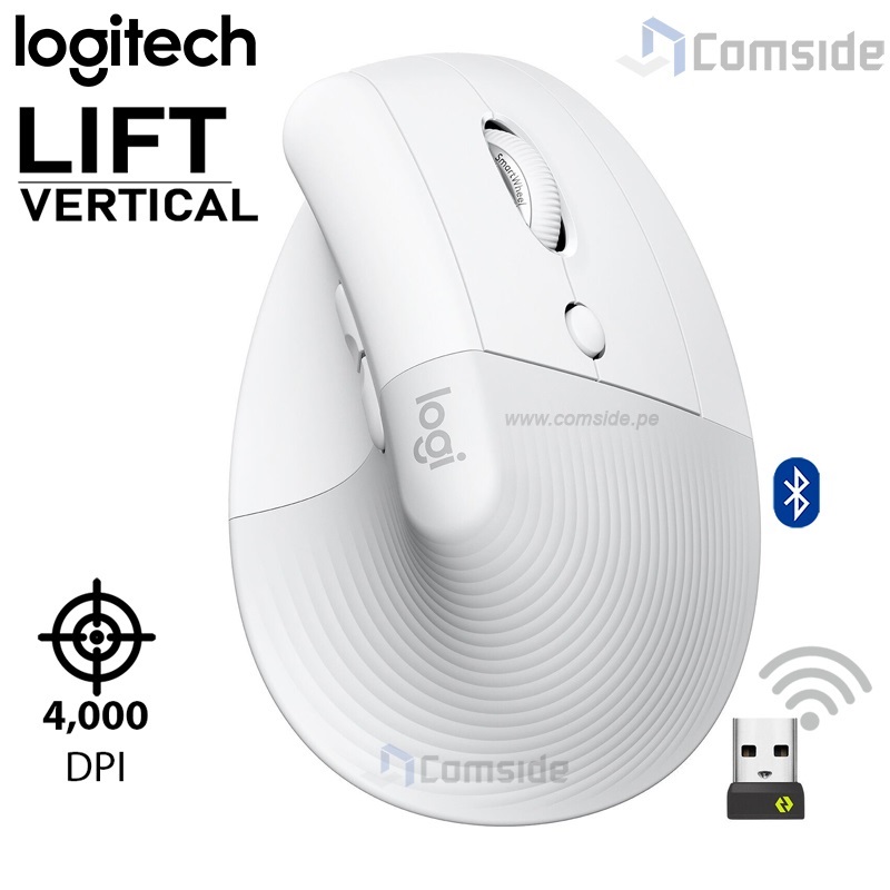 Mouse Logitech Lift Vertical Blanco