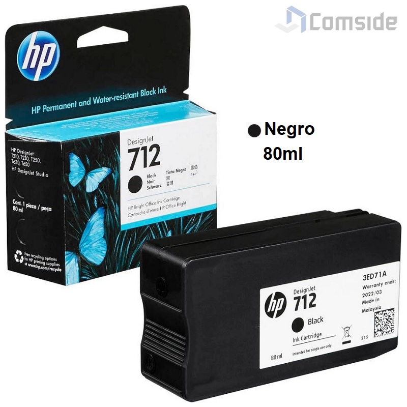 Cartucho de Tinta HP 712 Negro de 80ml